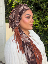 Exquisite Oversized Luxe Square - Brown Floral-Squares-The Little Tichel Lady