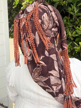 Exquisite Oversized Luxe Square - Brown Floral-Squares-The Little Tichel Lady