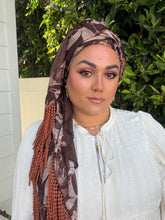 Exquisite Oversized Luxe Square - Brown Floral-Squares-The Little Tichel Lady
