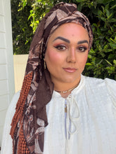 Exquisite Oversized Luxe Square - Brown Floral-Squares-The Little Tichel Lady