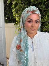 Exquisite Oversized Luxe Square - Aqua Floral-Squares-The Little Tichel Lady