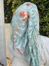 Exquisite Oversized Luxe Square - Aqua Floral-Squares-The Little Tichel Lady