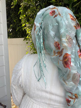 Exquisite Oversized Luxe Square - Aqua Floral-Squares-The Little Tichel Lady