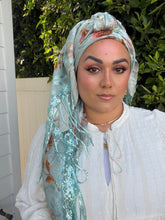 Exquisite Oversized Luxe Square - Aqua Floral-Squares-The Little Tichel Lady