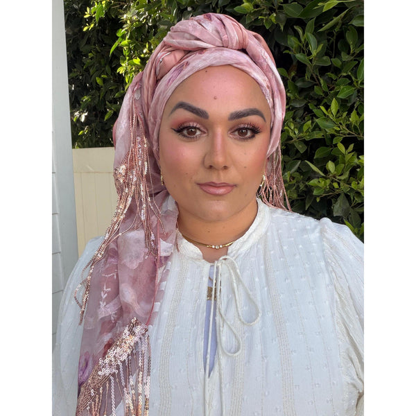 Exquisite Oversized Luxe Square - Pink Floral-Squares-The Little Tichel Lady