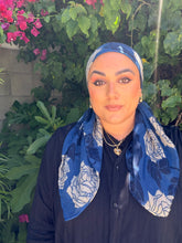 Gauzy Rose Petal Squares - Navy-Squares-The Little Tichel Lady