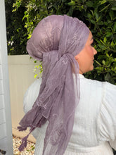 Exquisite Floral Headwrap - Dusty purple-Long Wrap-The Little Tichel Lady