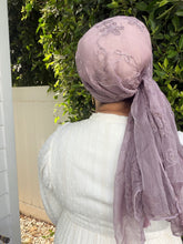 Exquisite Floral Headwrap - Dusty purple-Long Wrap-The Little Tichel Lady