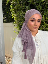 Exquisite Floral Headwrap - Dusty purple-Long Wrap-The Little Tichel Lady