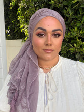 Exquisite Floral Headwrap - Dusty purple-Long Wrap-The Little Tichel Lady