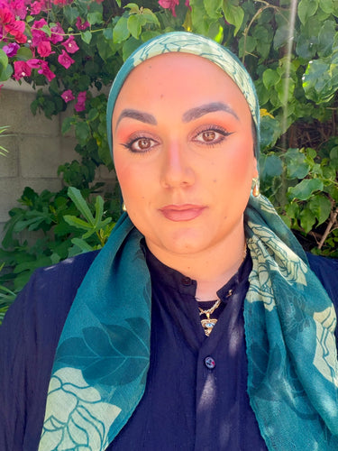 Gauzy Rose Petal Squares - Green-Squares-The Little Tichel Lady