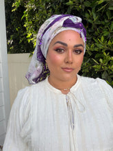 Exquisite Sequins & Floral Headwrap - Purple Floral-Long Wrap-The Little Tichel Lady
