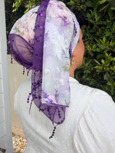 Exquisite Sequins & Floral Headwrap - Purple Floral-Long Wrap-The Little Tichel Lady