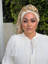 Exquisite Sequins & Floral Headwrap - Gold & Off-White-Long Wrap-The Little Tichel Lady