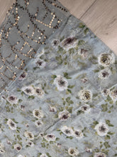 Exquisite Sequins & Floral Headwrap - Dusty Blue-Long Wrap-The Little Tichel Lady