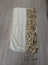 Exquisite Sequins & Floral Headwrap - Gold & Off-White-Long Wrap-The Little Tichel Lady