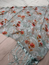 Exquisite Oversized Luxe Square - Aqua Floral-Squares-The Little Tichel Lady