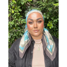 Blushing Orchid Lightweight Square Tichel - Olive/Sky Blue-Squares-The Little Tichel Lady