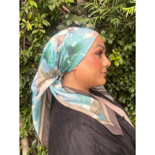 Blushing Orchid Lightweight Square Tichel - Olive/Sky Blue-Squares-The Little Tichel Lady
