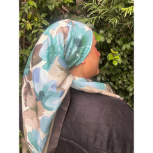 Blushing Orchid Lightweight Square Tichel - Olive/Sky Blue-Squares-The Little Tichel Lady
