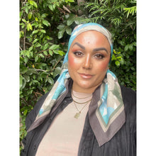 Blushing Orchid Lightweight Square Tichel - Olive/Sky Blue-Squares-The Little Tichel Lady