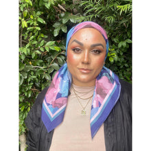 Blushing Orchid Lightweight Square Tichel - Navy/Mauve-Squares-The Little Tichel Lady