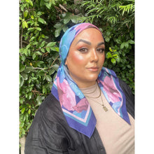 Blushing Orchid Lightweight Square Tichel - Navy/Mauve-Squares-The Little Tichel Lady