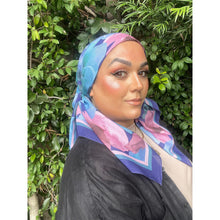Blushing Orchid Lightweight Square Tichel - Navy/Mauve-Squares-The Little Tichel Lady