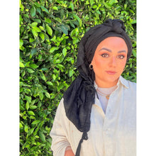 Featherlight XL Tassel Square - Black-Squares-The Little Tichel Lady