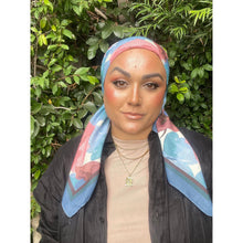 Blushing Orchid Lightweight Square Tichel - Blue/Pink-Squares-The Little Tichel Lady
