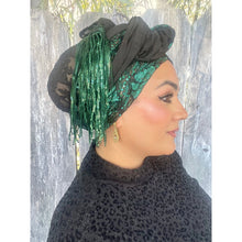 Israeli Textured + Sequins Floral Tassel Wrap - Emerald-Long Wrap-The Little Tichel Lady