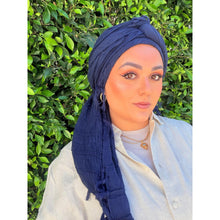 Featherlight XL Tassel Square - Navy-Squares-The Little Tichel Lady