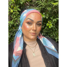 Blushing Orchid Lightweight Square Tichel - Blue/Pink-Squares-The Little Tichel Lady