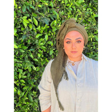 Featherlight XL Tassel Square - Olive-Squares-The Little Tichel Lady