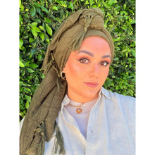 Featherlight XL Tassel Square - Olive-Squares-The Little Tichel Lady