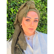 Featherlight XL Tassel Square - Olive-Squares-The Little Tichel Lady