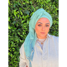 Featherlight XL Tassel Square - Aqua-Squares-The Little Tichel Lady