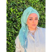 Featherlight XL Tassel Square - Aqua-Squares-The Little Tichel Lady