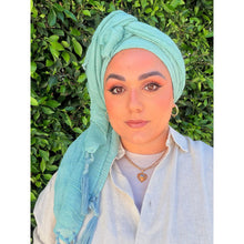 Featherlight XL Tassel Square - Aqua-Squares-The Little Tichel Lady