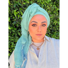 Featherlight XL Tassel Square - Aqua-Squares-The Little Tichel Lady