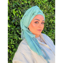 Featherlight XL Tassel Square - Aqua-Squares-The Little Tichel Lady