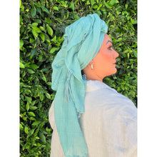 Featherlight XL Tassel Square - Aqua-Squares-The Little Tichel Lady