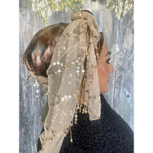 Israeli Watercolor Sequins Print Wrap - Olive Background-Long Wrap-The Little Tichel Lady