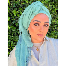 Featherlight XL Tassel Square - Aqua-Squares-The Little Tichel Lady