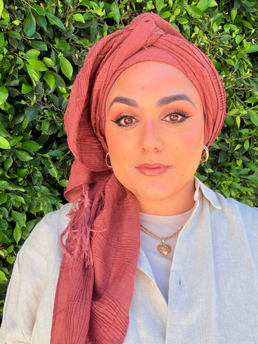 Featherlight XL Tassel Square - Rust-Squares-The Little Tichel Lady