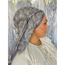 Israeli Malka Print Long Wrap - Navy-Long Wrap-The Little Tichel Lady