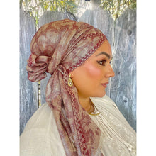 Israeli Malka Print Long Wrap - Wine-Long Wrap-The Little Tichel Lady