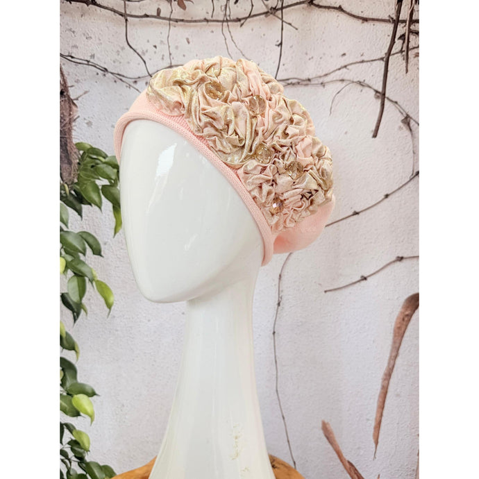Embellished Cotton Beret - Medium/Large, Pink-Beret-The Little Tichel Lady