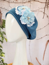 Embellished Cotton Beret - Medium/Large, Teal Blue