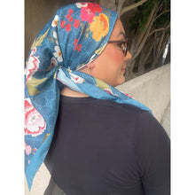 Luxe Inspired G Print Floral Square Tichels - Teal-Squares-The Little Tichel Lady